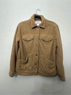 Ariat Women’s Sherpa Fleece Jacket Brown Button Front Western Size Medium